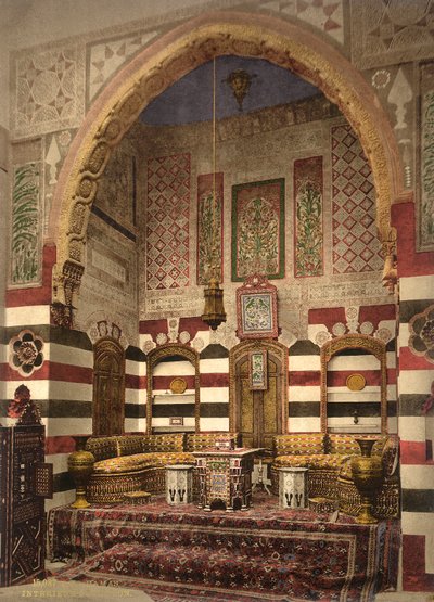 Interior of a reception room in a fine house, Damascus by Swiss Photographer